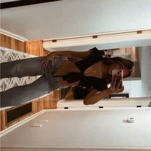 Stylish Black Front Tie Crop Top